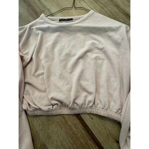 Nasty Gal Light Pink Women's Crop Long Sleeve Shirt Blouse Size S